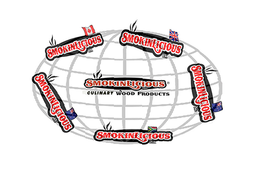 The globe is a backdrop to all the web sites for SmokinLicious® We are constantly developing our global network to share our great cooking wood!