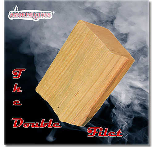 Our double filet wood chunk is cut from the heartwood of the tree and is approxiimately 3  by 4" by 2".  These are  bark free!