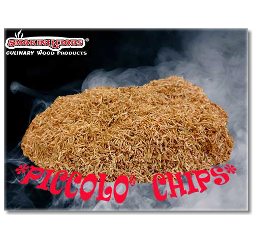 Our Piccolo® smoker wood chips are very small pieces!  These are wood chips NOT “SawDust”, perfect for small chip using Commercial smokehouses.