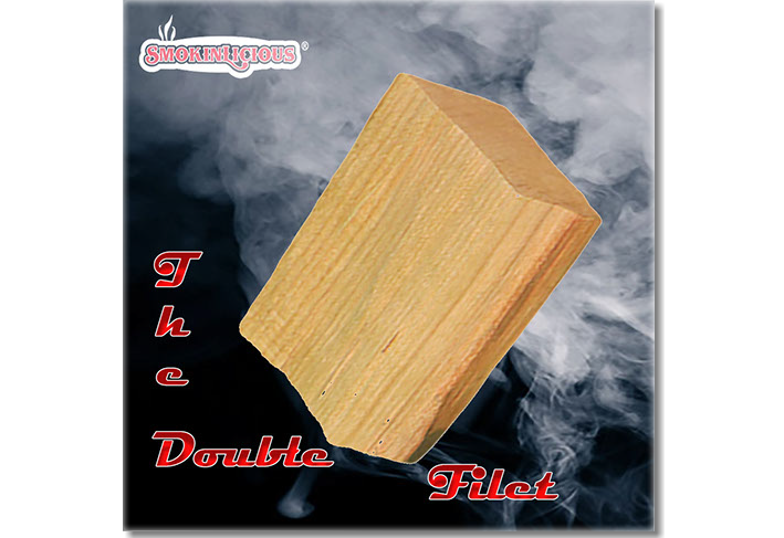 Our double filet wood chunk is cut from the heartwood of the tree and is approxiimately 3  by 4" by 2".  These are  bark free!